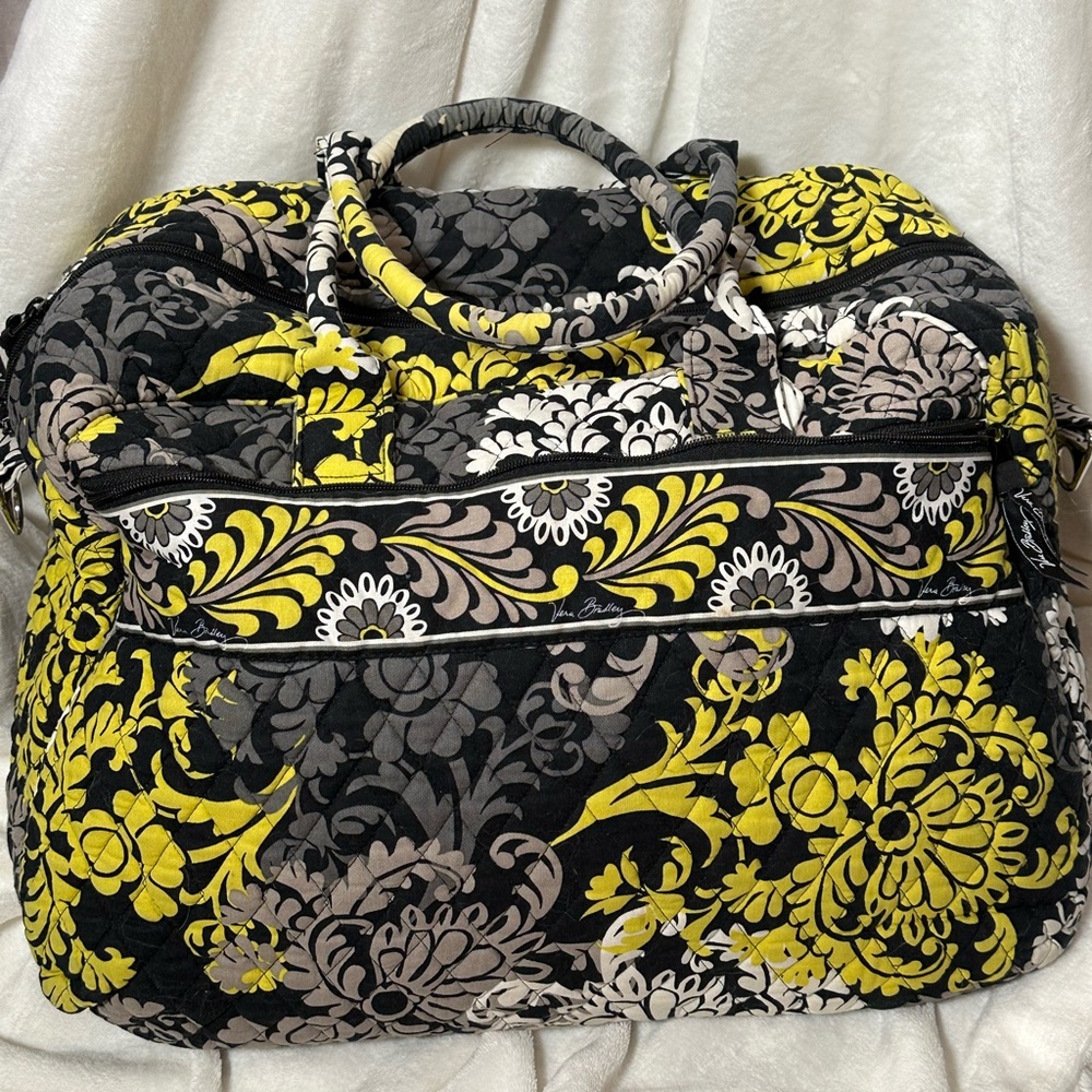 Vera Bradley Black and Yellow Floral Weekender Bag could be laptop bag too - Picture 2 of 3